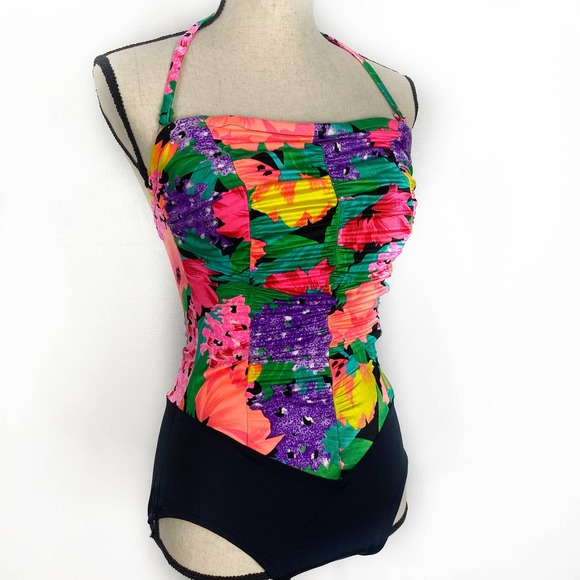 Catalina Halter Tropical Print Swimsuit One Piece Womens Sz 10 Made in USA - Picture 6 of 13